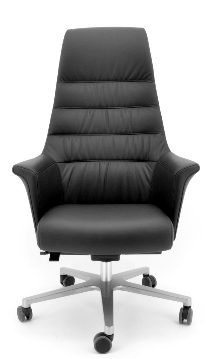 Leder Bürostuhl Chefsessel in Schwarz mit Lendenwirbelstütze - Carltons
